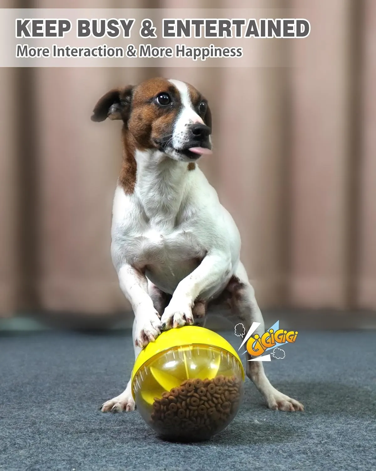 Interactive Dog Treat Toy, Mental Stimulation and Enrichment, Yellow