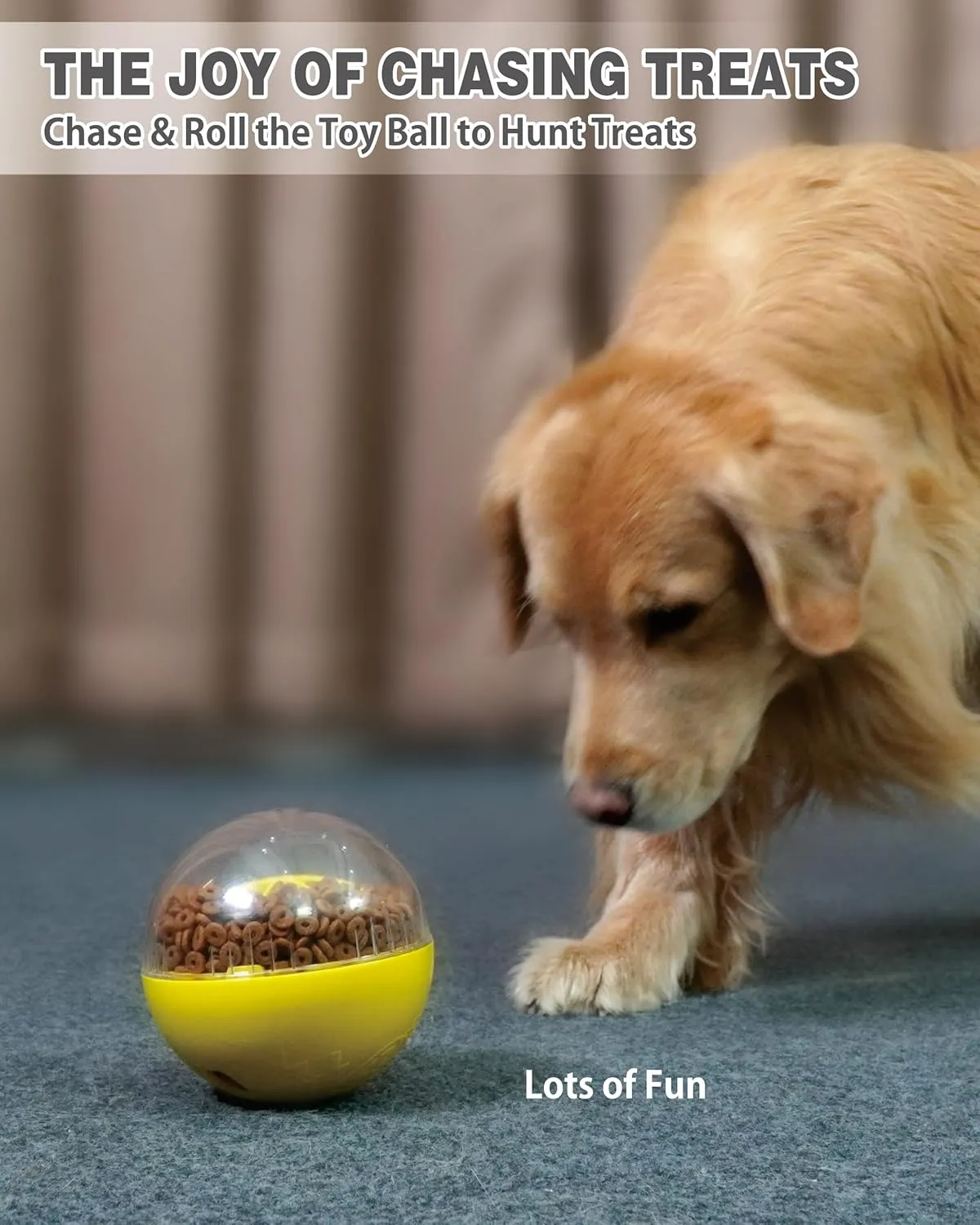 Interactive Dog Treat Toy, Mental Stimulation and Enrichment, Yellow