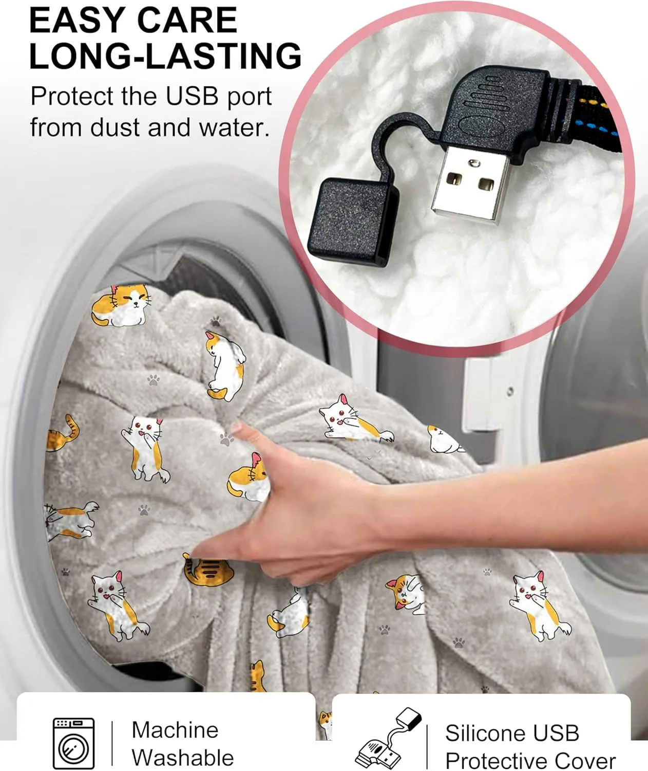 KFUBUO Heated Electric Wearable Blanket Throw Battery Operated Portable USB Cordless Outdoor Hoodie Sweatshirt