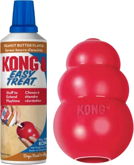 KONG Classic Stuffable Dog Toy Easy Treat Peanut Butter Spray - Fetch & Chew Toy for Dogs - with Dog Toy Filler Treat - for Hours of Fun & Enrichment - 8 oz - for Large Dogs