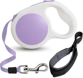 Lavender Purple Retractable Dog Leash 10 ft for Small and Medium Dogs or Cats, Match with A Gray Dog Leash Wrist Strap for Hands Free, One Button Brake, Pause, Lock by LFCXHTY