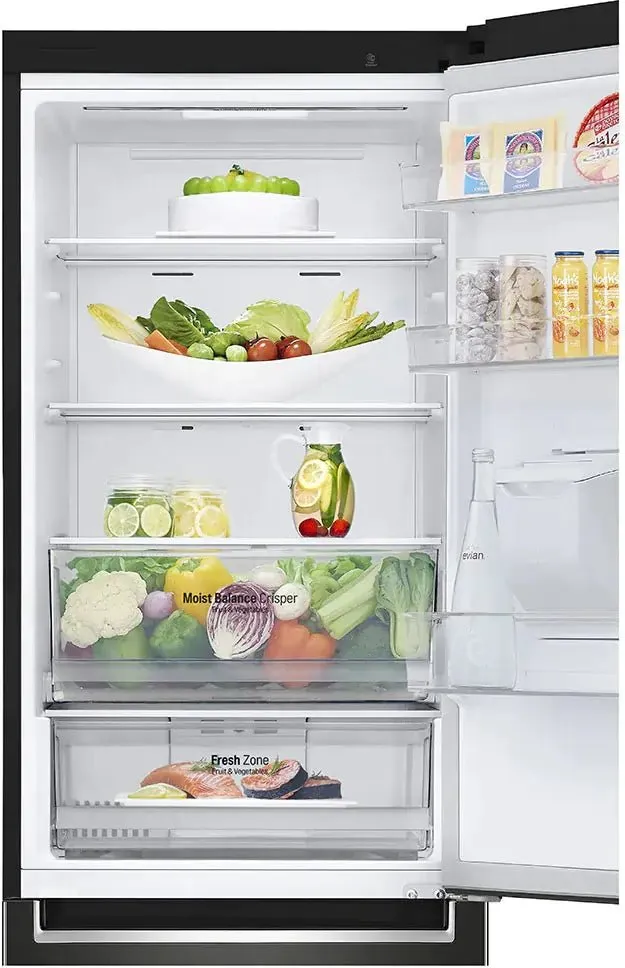 LG GBF61BLHEN 59.5cm 70/30 Freestanding Frost Free Fridge Freezer - Black