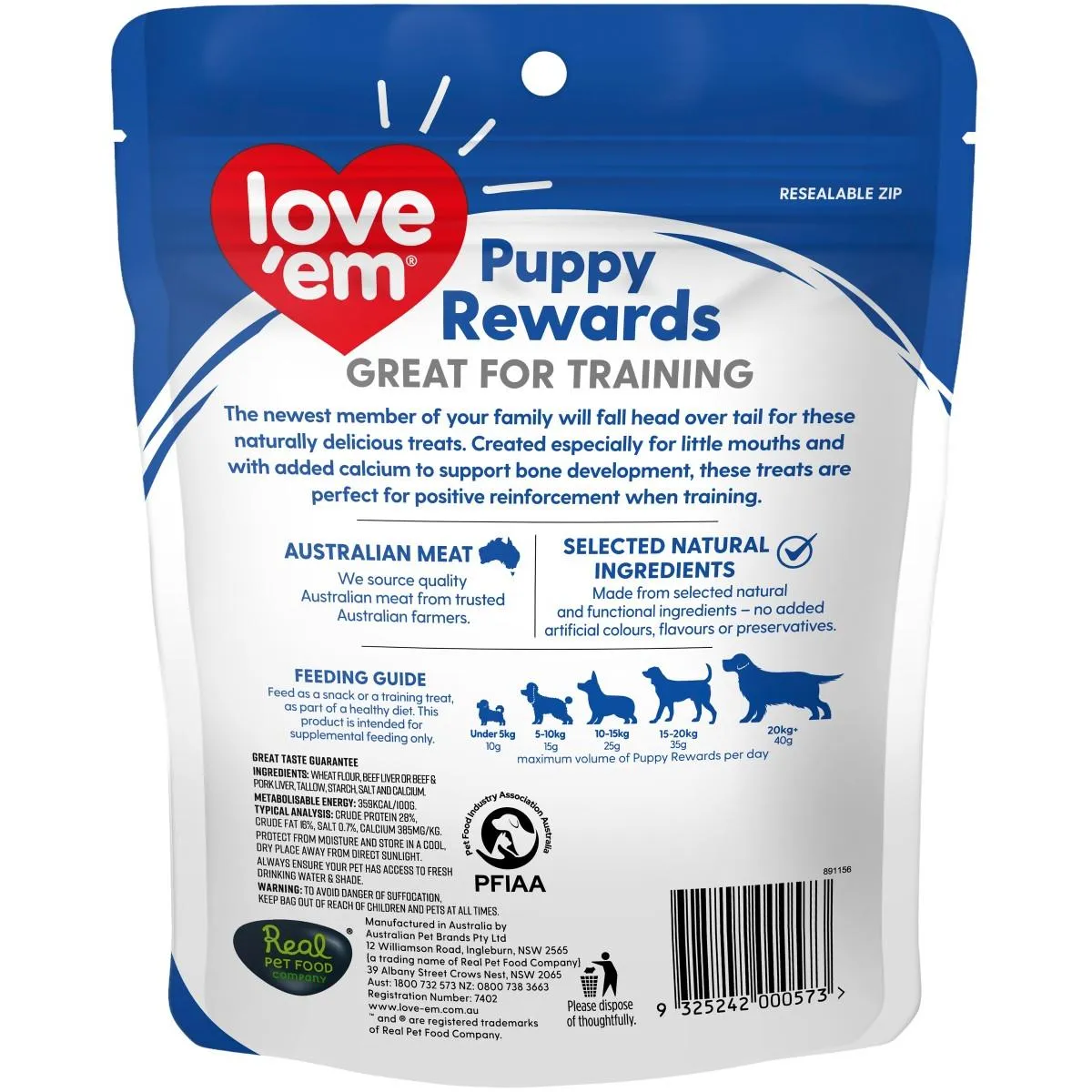 Love Em Liver Pup Reward Dog Treats 200g