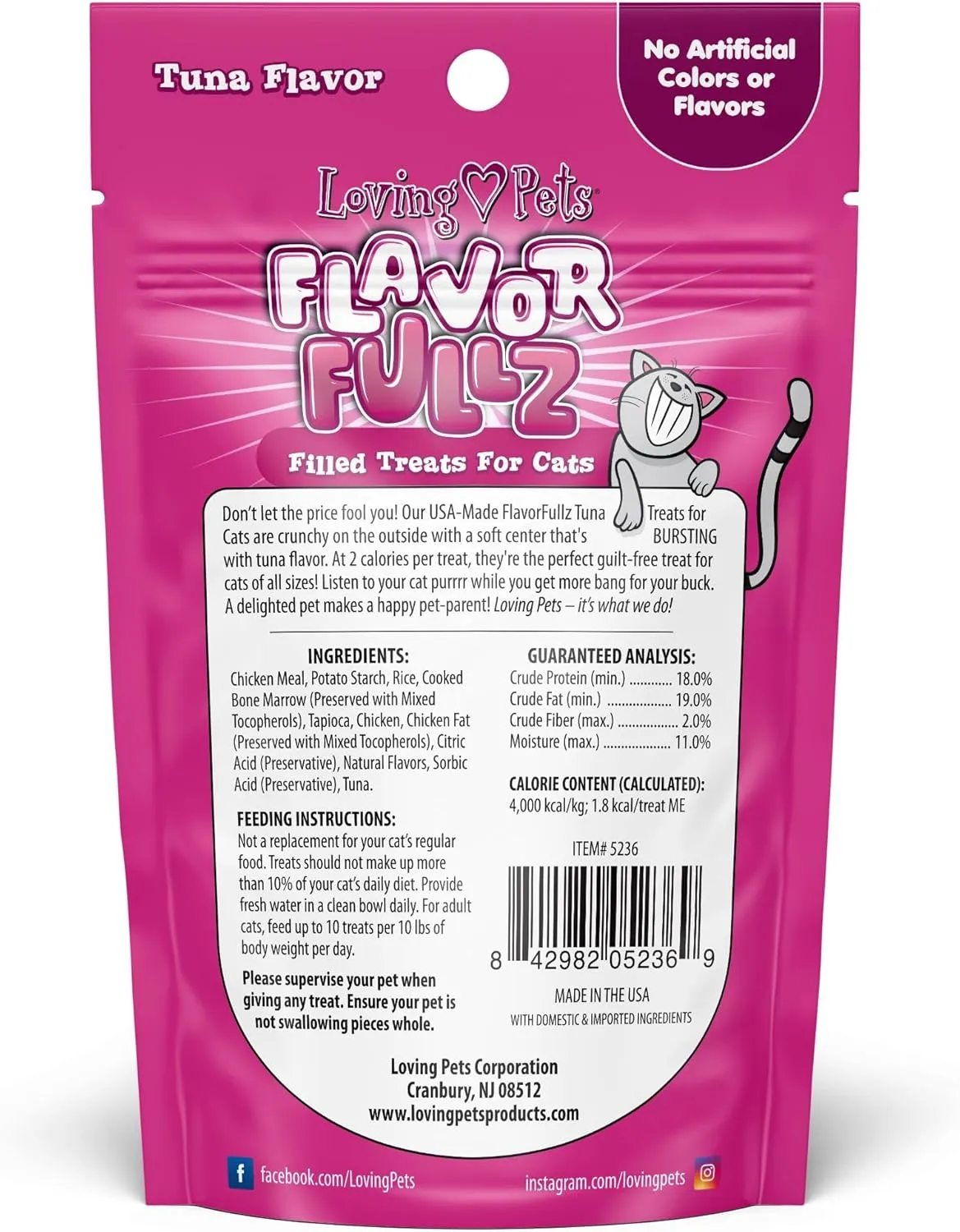 Loving Pets Flavorfullz Filled Treats for Cats, Tuna 3 oz.