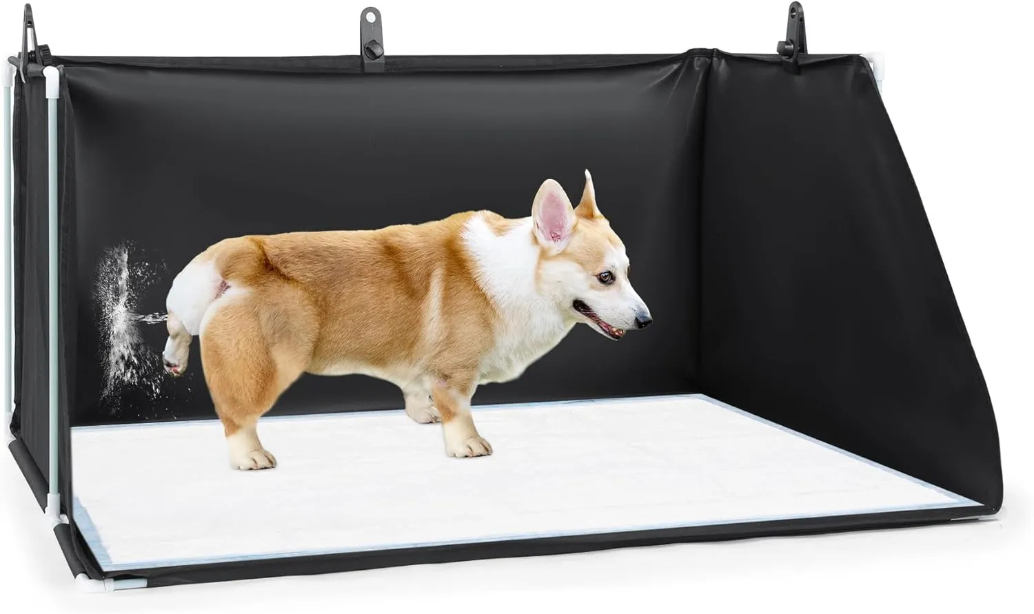 MABOZOO Dog Pee Pad Holder with High Walls, Foldable Dog Litter Box Pee Shields Indoor Dog Potty for Small and Medium Dogs, No Spill Pee Pad Holder Tray for Dogs Work (33.8*28*17.7in). Patent Pending