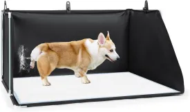MABOZOO Dog Pee Pad Holder with High Walls, Foldable Dog Litter Box Pee Shields Indoor Dog Potty for Small and Medium Dogs, No Spill Pee Pad Holder Tray for Dogs Work (33.8*28*17.7in). Patent Pending