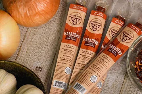 Mission Meats Habanero Spicy Snacks Sugar Free Keto Snacks Grass Fed Beef Sticks Whole 30 Gluten Free MSG Free Paleo Healthy Snacks Meat Sticks Beef Jerky Zero Sugar Protein Snacks