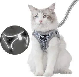 New Cat Harness and Leash Set for Walking,360°Reflective Small Cat and Dog Harness Escape Proof Soft Adjustable Mesh Vest Harness for Pet Kitten Puppy Rabbit, Sz XS!