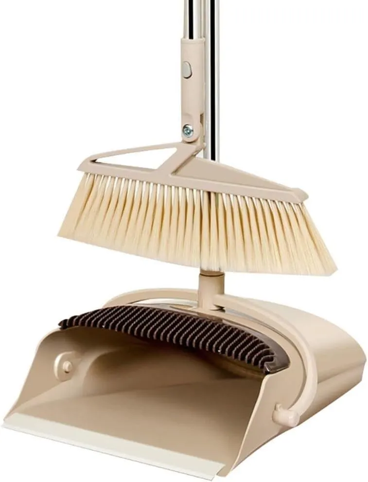 Outdoor BroomDust PanDustpan Long HandleBroom SetCleaning Broom and Dustpan Set Combo, Set with Combed Trash Scoop. Vertical Windproof Broom Cleaning Brush,for Home, Office, Floors