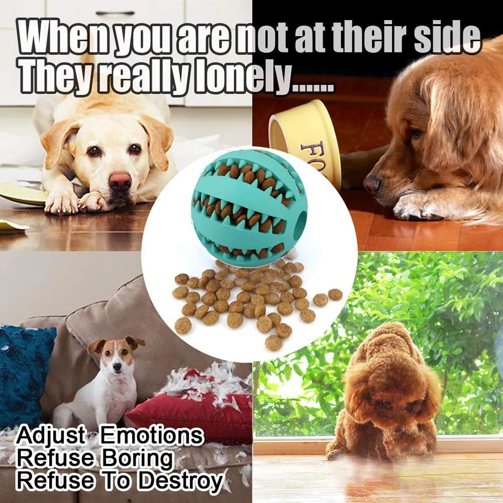 Pet IQ Treat Toy Ball, Nontoxic Natural Rubber Tooth Cleaning Ball, Chew Toy for Dogs Cats, Food Dispensing Playing and Training Ball, Interactive Toy