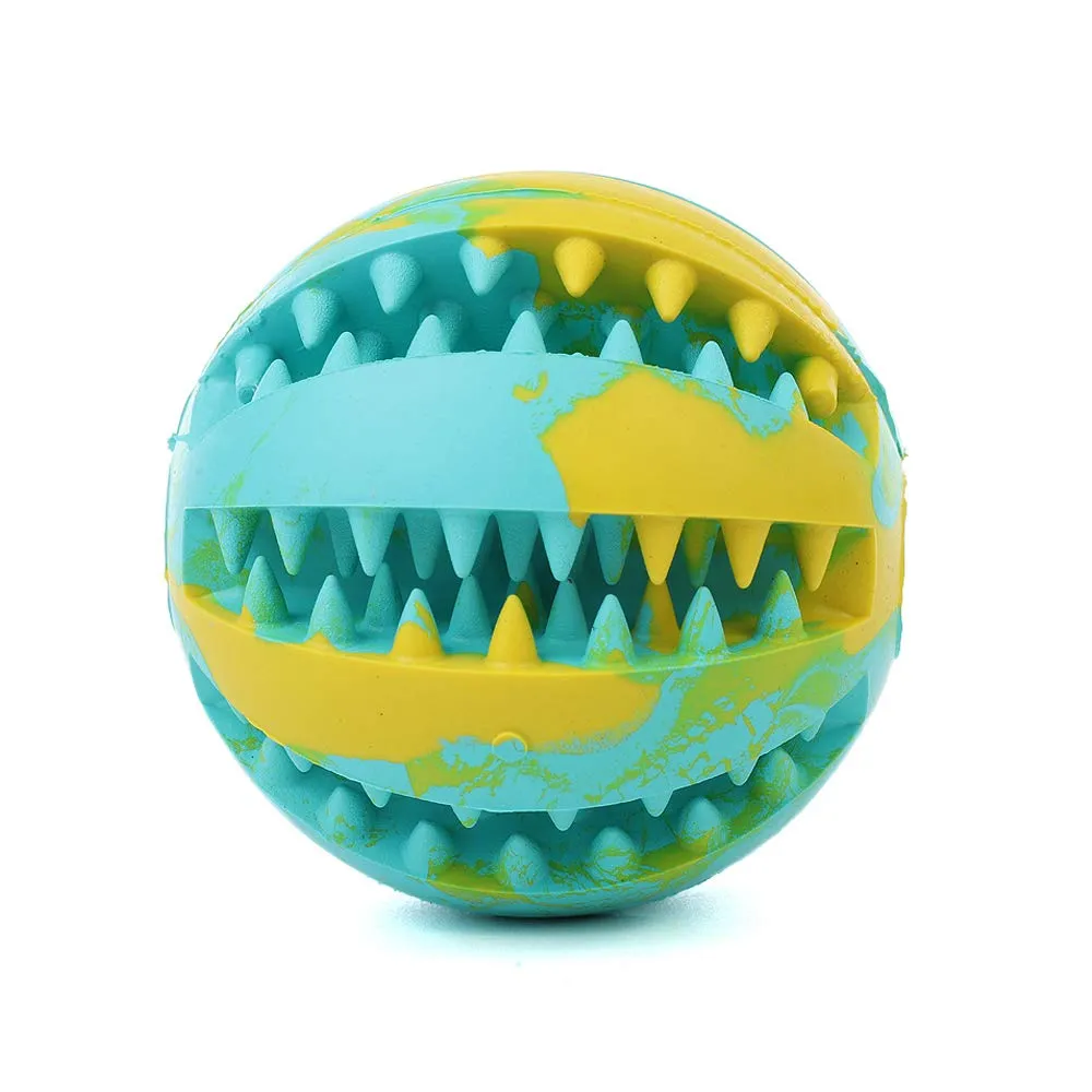 Pet IQ Treat Toy Ball, Nontoxic Natural Rubber Tooth Cleaning Ball, Chew Toy for Dogs Cats, Food Dispensing Playing and Training Ball, Interactive Toy