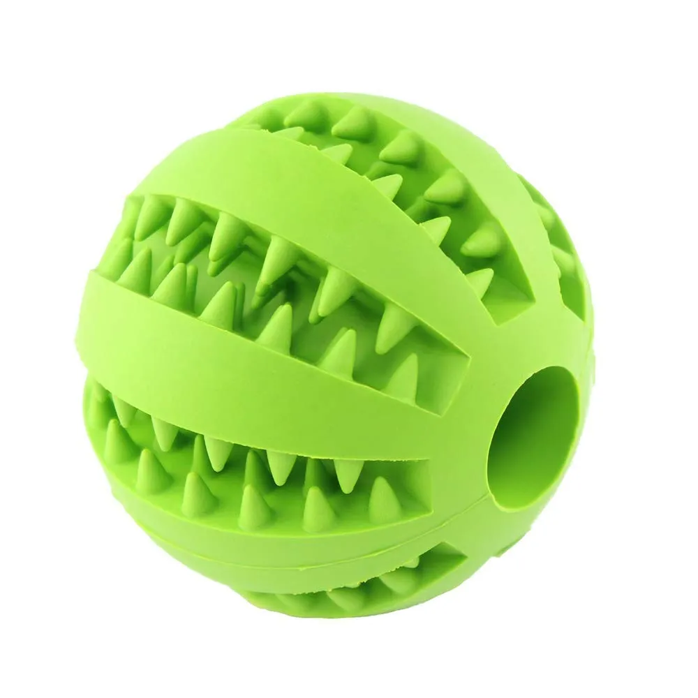Pet IQ Treat Toy Ball, Nontoxic Natural Rubber Tooth Cleaning Ball, Chew Toy for Dogs Cats, Food Dispensing Playing and Training Ball, Interactive Toy