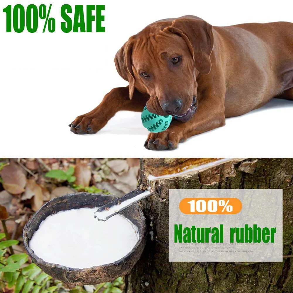 Pet IQ Treat Toy Ball, Nontoxic Natural Rubber Tooth Cleaning Ball, Chew Toy for Dogs Cats, Food Dispensing Playing and Training Ball, Interactive Toy