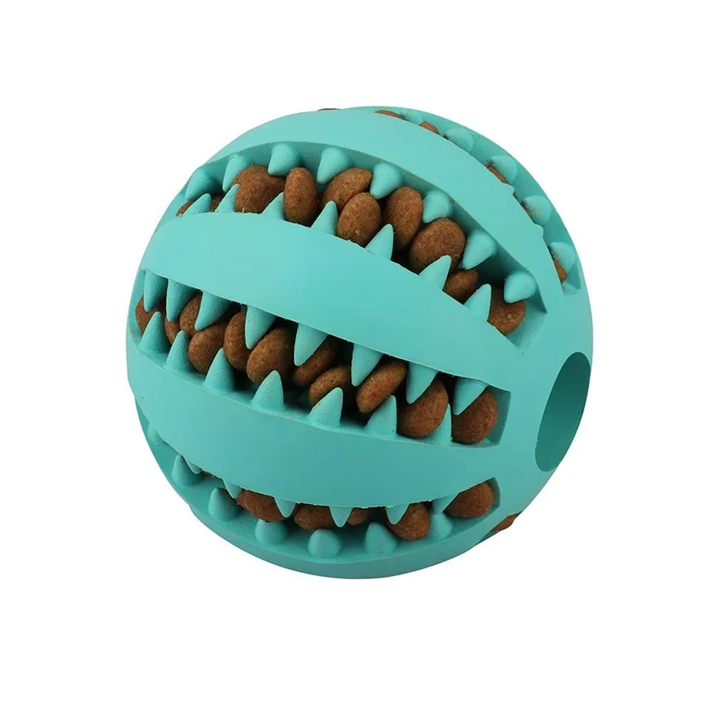 Pet IQ Treat Toy Ball, Nontoxic Natural Rubber Tooth Cleaning Ball, Chew Toy for Dogs Cats, Food Dispensing Playing and Training Ball, Interactive Toy