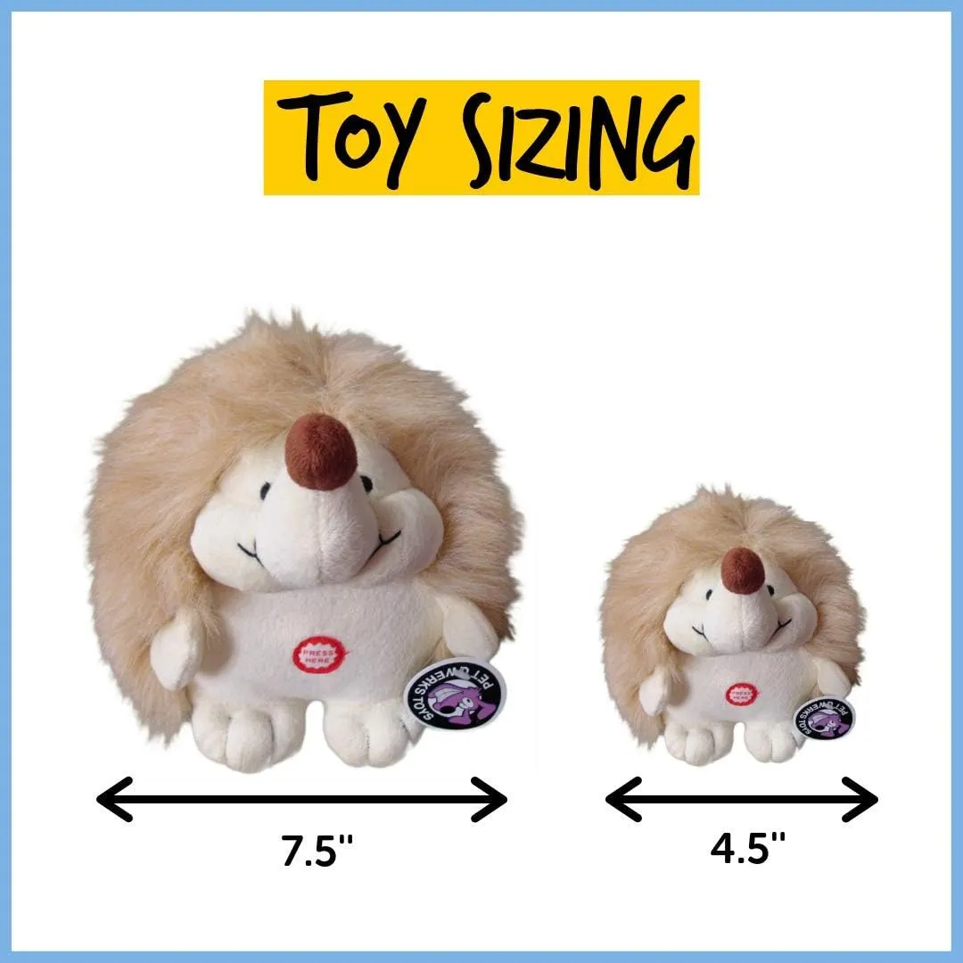 Pet Qwerks Plush Interactive Dog Toys - Chattering Hedgehog - 4.5 in, All Breed Sizes