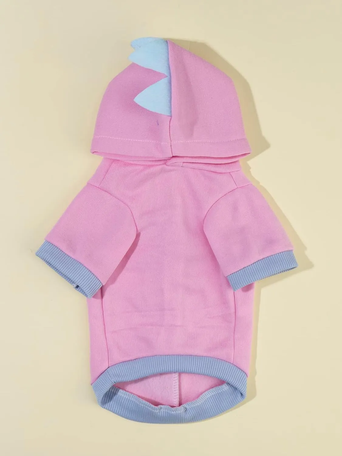 QWEEE Dinosaur Dog Hoodie - Warm Jacket for Puppy, Kitten, Small & Medium Dogs & Cats - Baby Pink, Medium