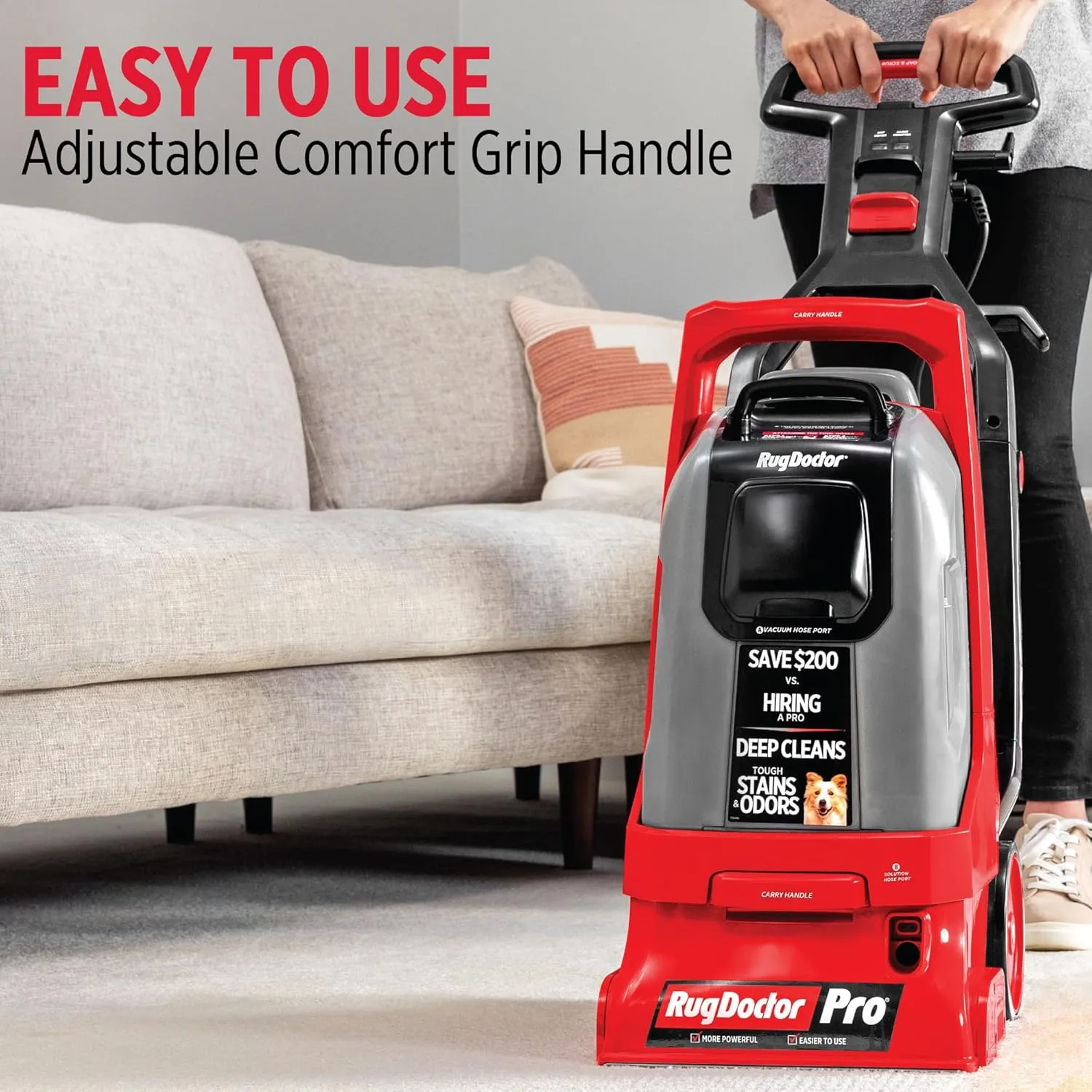 Rug Doctor Pro Deep Commercial Carpet Cleaning Machine, Pet Bundle, Includes 48 oz. of Pro Pet Cleaning Solution and 22 oz. Pro Urine Eliminator Spray