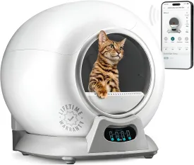 Self Cleaning Litter Box with Auto Safety Sensors for Multiple Cats - Automatic Cat Litter Box Self-Cleaning - Covered Ultra Odor Removal - Smart APP Control - Compatible On All WiFi - Electric Robot