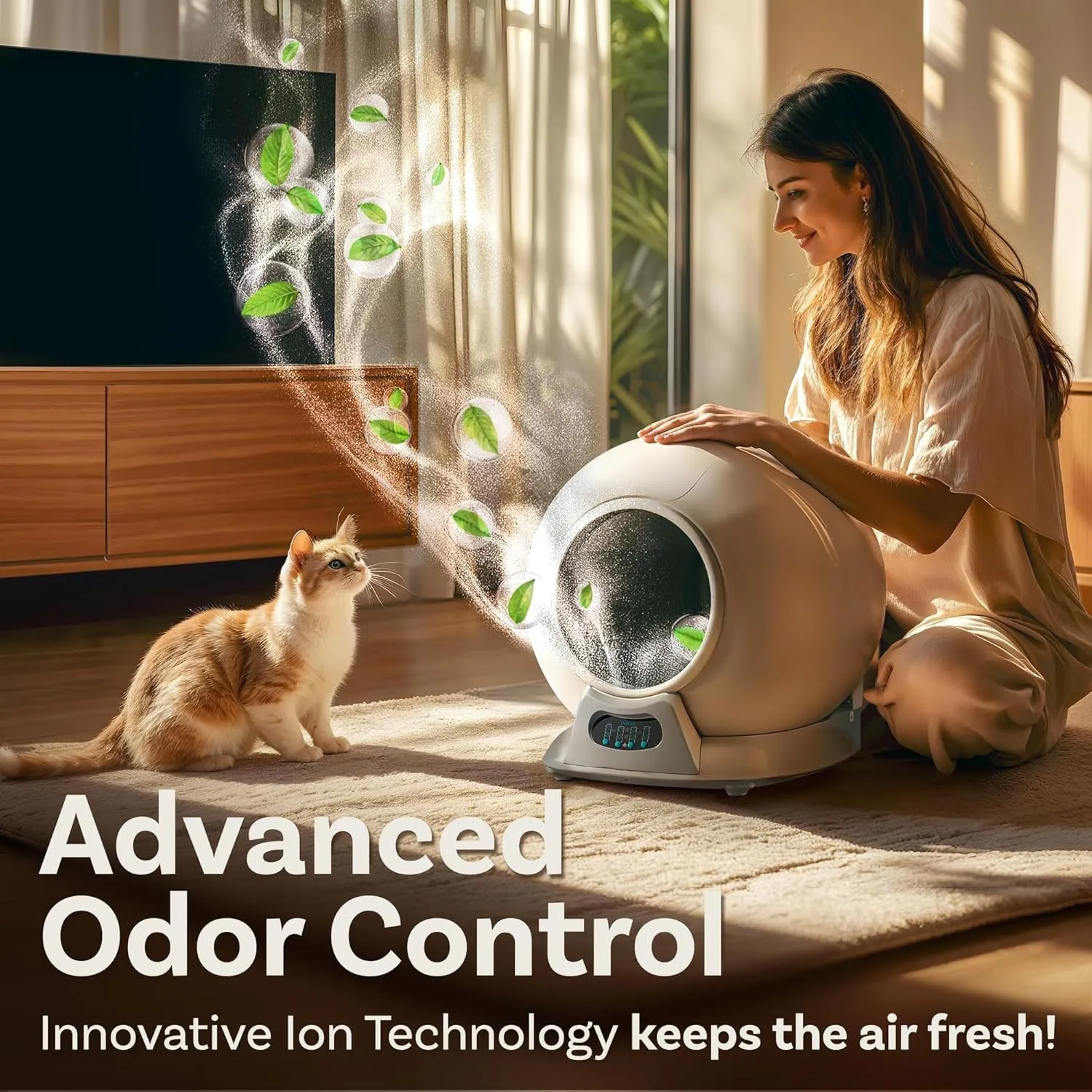 Self Cleaning Litter Box with Auto Safety Sensors for Multiple Cats - Automatic Cat Litter Box Self-Cleaning - Covered Ultra Odor Removal - Smart APP Control - Compatible On All WiFi - Electric Robot