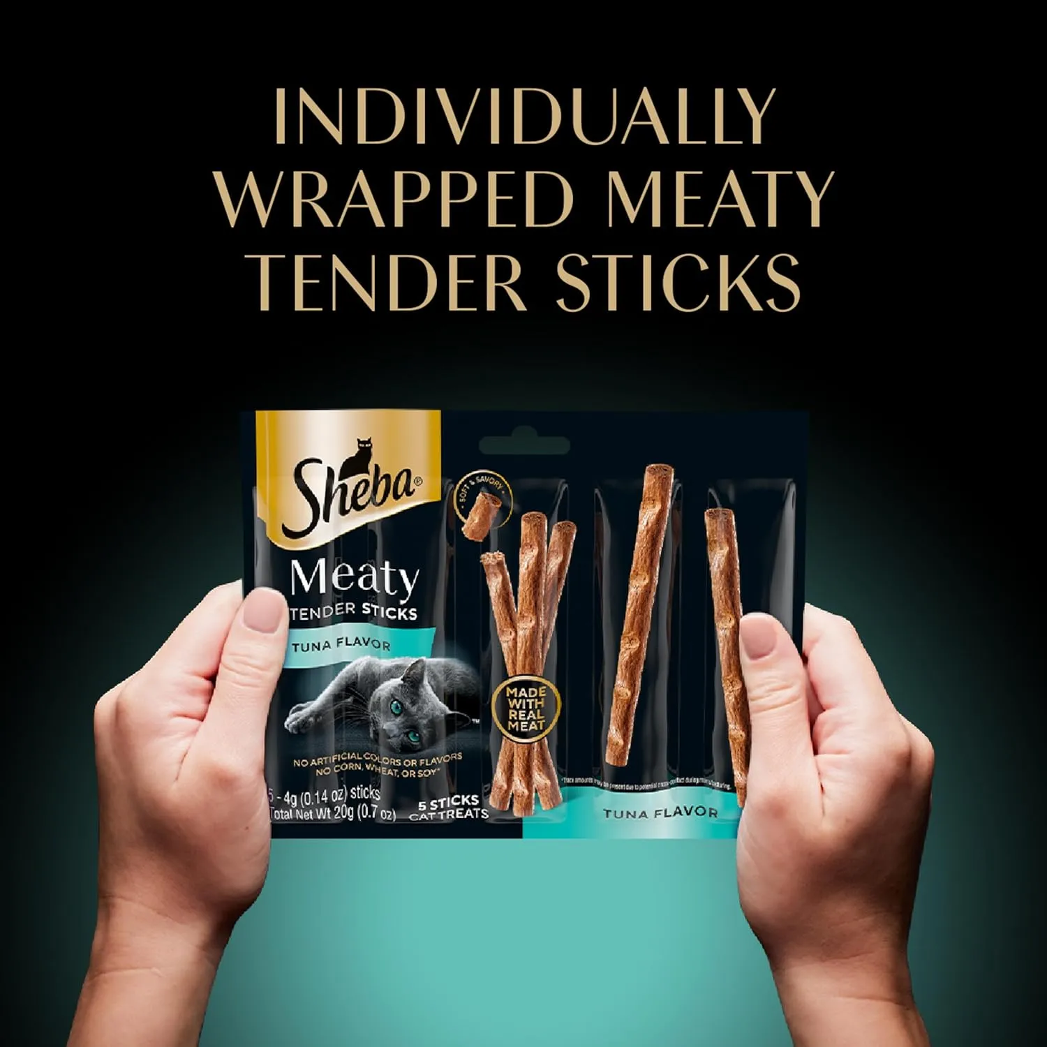 Sheba Meaty Tender Sticks Soft Cat Treats Tuna Flavor, 0.14 oz., 5 Count (Pack of 10)