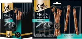 Sheba Meaty Tender Sticks Soft Cat Treats Tuna Flavor, 0.14 oz., 5 Count (Pack of 10)