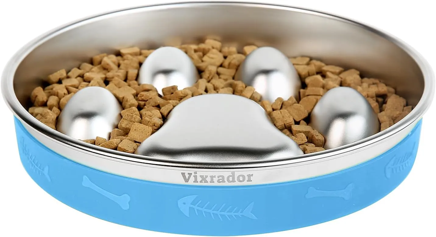 Slow Feeder Dog Bowls Stainless Steel,2 Cups Blue Non-Slip for Small & Medium Sized Dogs,Slow Down Eating Dog Bowl for Fast Eaters