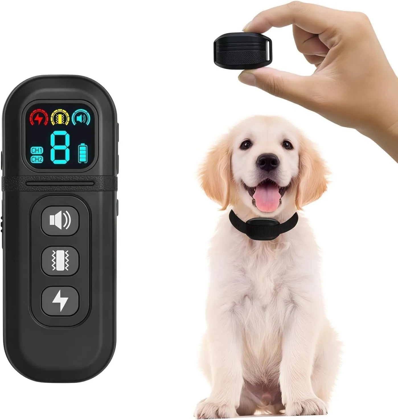 Small Dog Shock Collar for 5-15lb Dogs, Electric Dog Training Collar with Remote,3 Training Mode Beep (1-3), Vibration(0-9), Safe Shock(0-9) Waterproof, 1900ft Range for Small Dogs (Black Black)