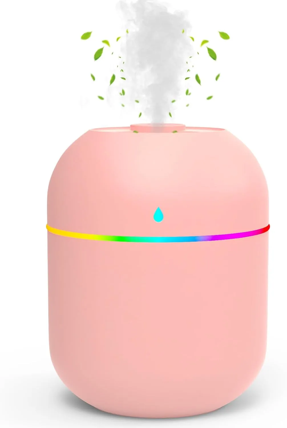 Small Essential Oil Diffuser, 220ml Aromatherapy Diffusers for Home Fragrance Aroma Diffuser with 7 LED Color Night Light and Auto-Off Aromatherapy Mist Diffusers Desk Humidifiers for Bedroom Pink