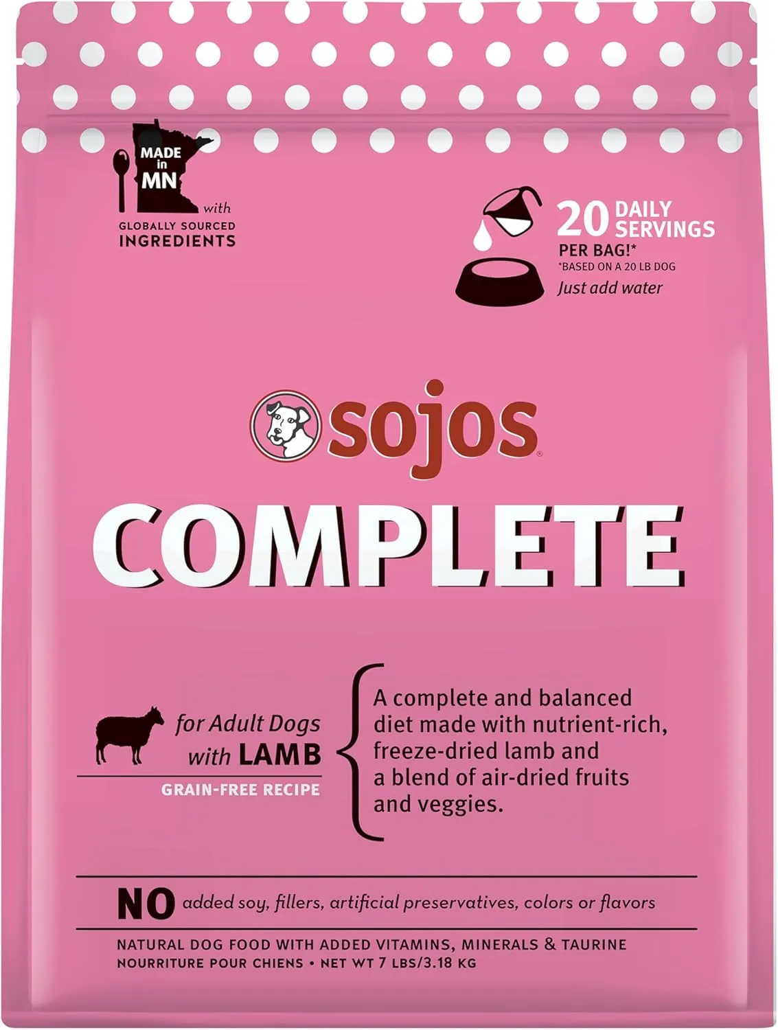 Sojos Complete Lamb Recipe Dehydrated Dog Food, 7 lb