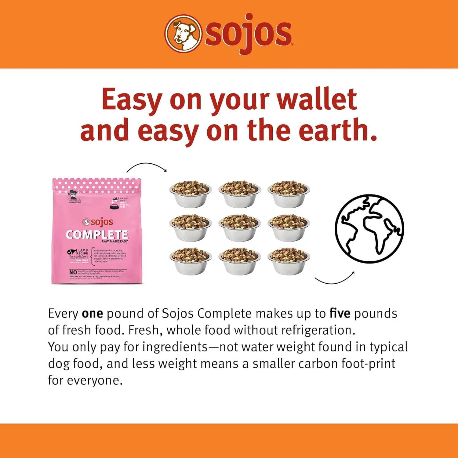 Sojos Complete Lamb Recipe Dehydrated Dog Food, 7 lb