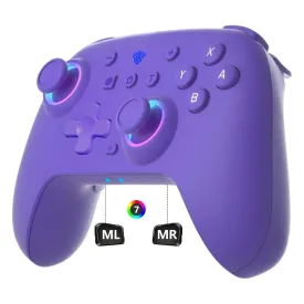 SZYUYU Switch Controller for Switch,Switch Pro Controller for Switch/OLED/Lite/PC with 7 Colors LED Light/3-level TURBO Adjustable,4-Speed Dual Vibration,Support Wake Up and Gyro Axis Motion