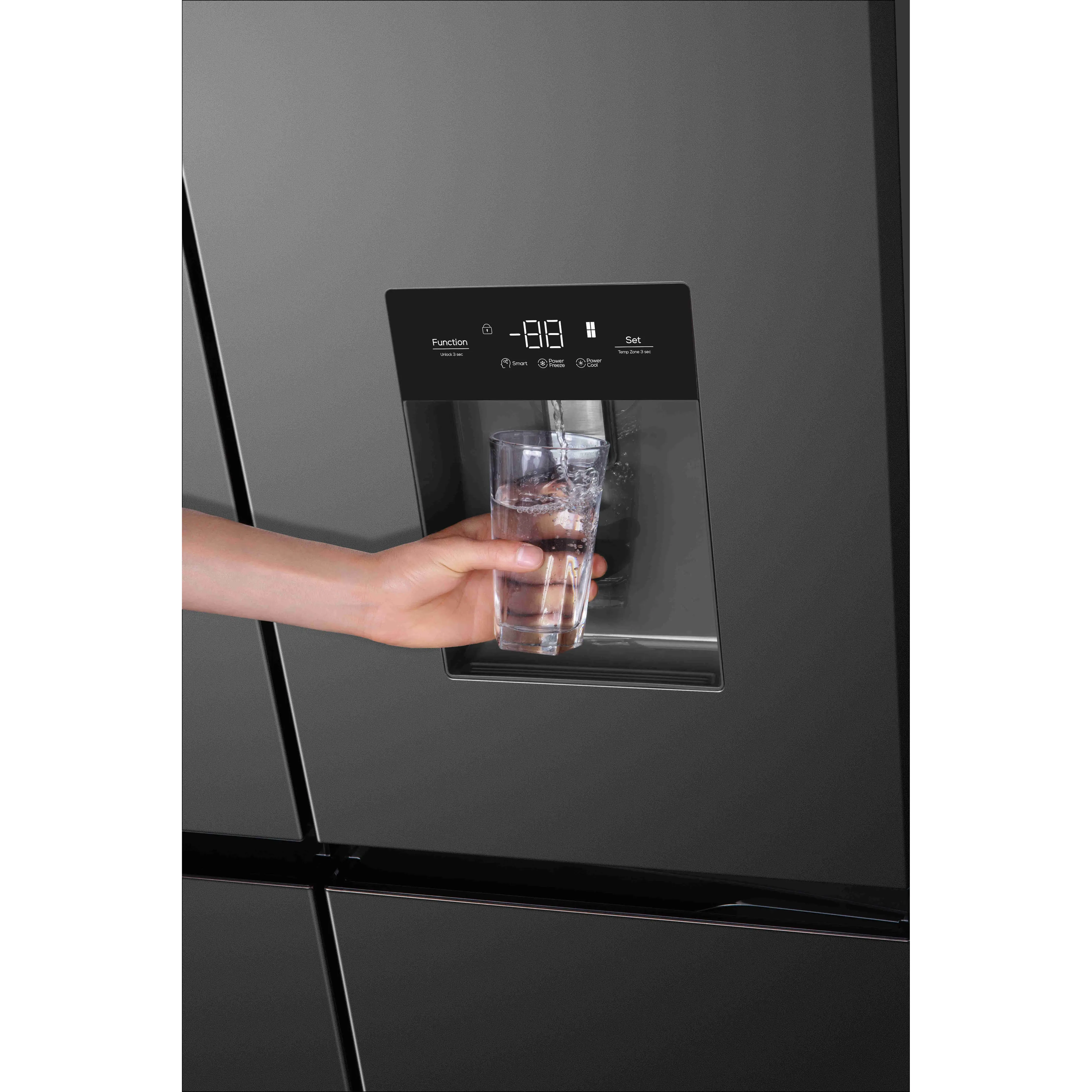 TCL 466L No Frost Non plumbed water dispenser American Style Fridge Freezer - Inox | RP466CSF0UK