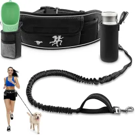 TECSPACE Hands Free Dog Leash for Dog, Adjustable Waist Belt for Dogs Walking with Pouch, Hands Free Leash for Running Walking Hiking Biking (Medium-1Dog)