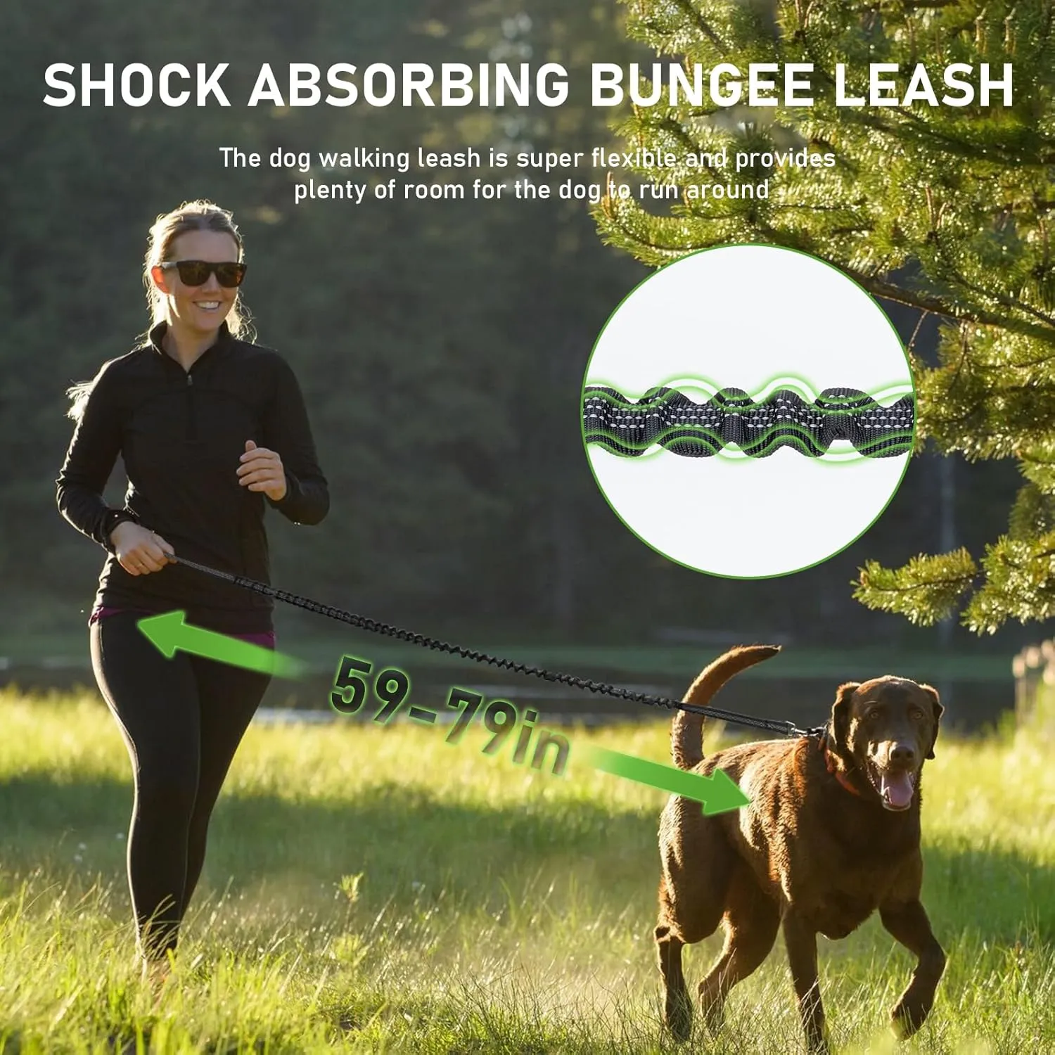 TECSPACE Hands Free Dog Leash for Dog, Adjustable Waist Belt for Dogs Walking with Pouch, Hands Free Leash for Running Walking Hiking Biking (Medium-1Dog)