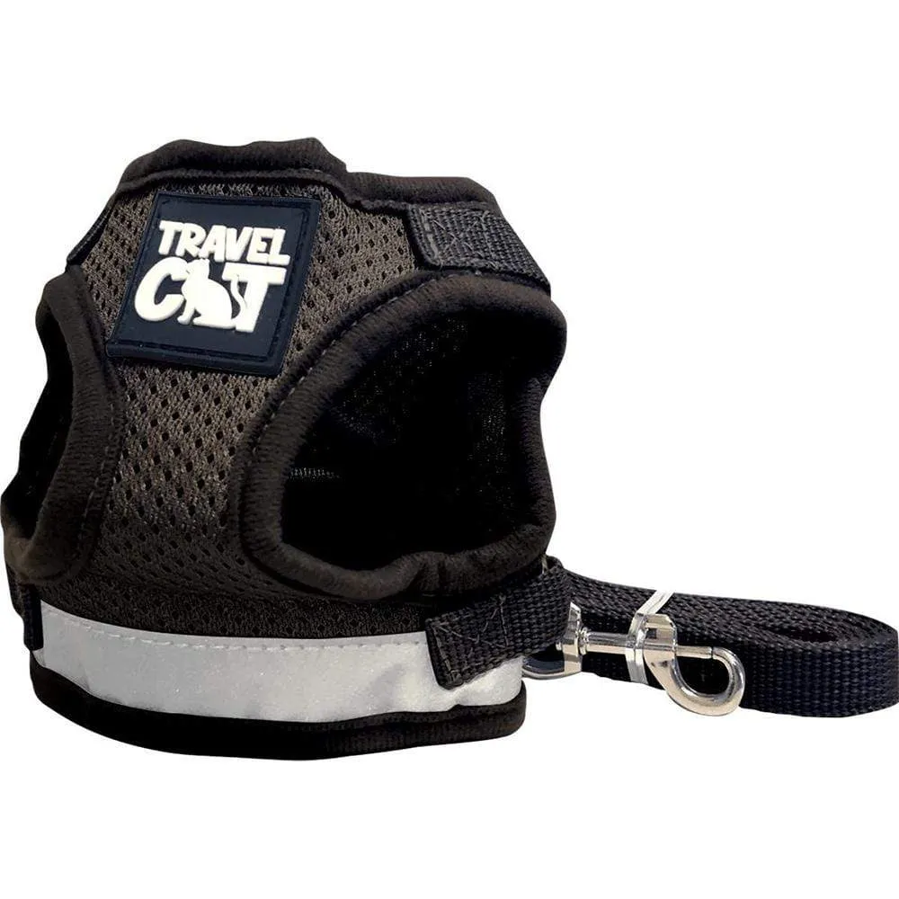 The Black True Adventurer" Reflective Cat & Kitten Harness and Leash