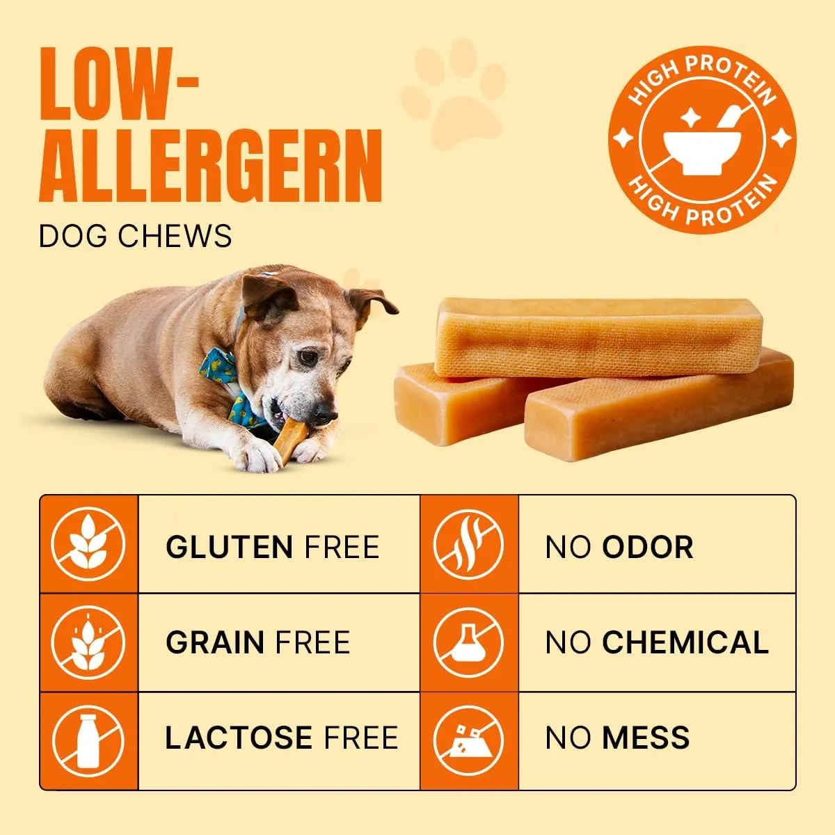 Tibetan Dog Chew Yak Cheese Sticks - Natural Handmade Treats for Large Dogs, Long-Lasting, Easy to Digest with No Additives, Rawhide, Grains, or Gluten, Perfect for Aggressive Chewers, 5 Chews