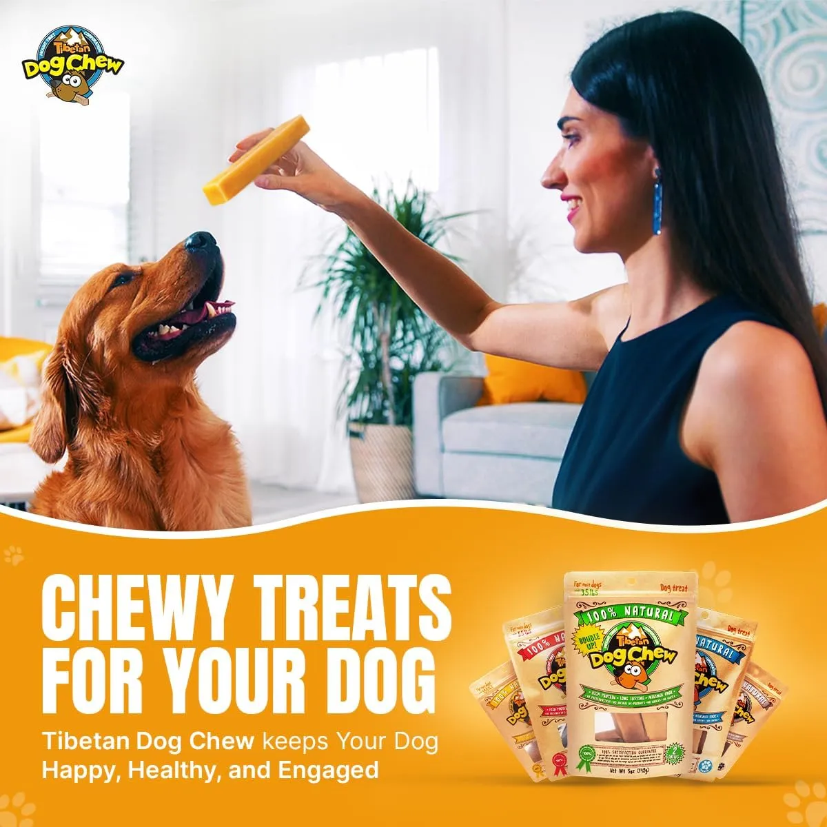 Tibetan Dog Chew Yak Cheese Sticks - Natural Handmade Treats for Large Dogs, Long-Lasting, Easy to Digest with No Additives, Rawhide, Grains, or Gluten, Perfect for Aggressive Chewers, 5 Chews