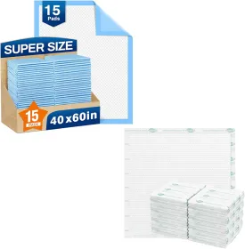 Total 35 Pads-Disposable Bed Pads 40"X60" (15pcs) and 40"X40" (20pcs) Extra Large Pee Pads for Incontinence Heavy Duty Super Absorbent Underpads Waterproof Chucks Pads for Adults,Elderly or Pets.