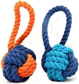XPangle Dog Ball Toy,Dog Interactive Rope Chew Toys Durable Teeth Throw and Tug War Plays for Medium to Large Breeds and Puppies(Blue)