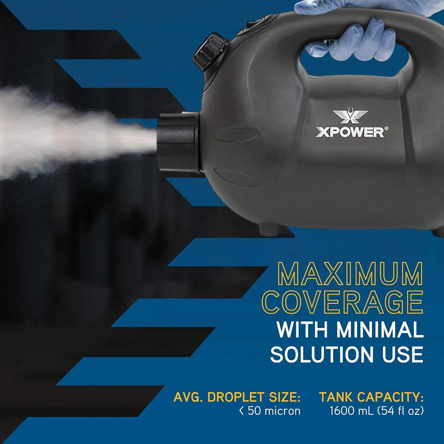 XPOWER F-16 ULV Cold Fogger, Mist Blower, and Sprayer for Cleaning, Disinfecting, Pest Control, Odor Elimination, and Mold Removal, 30  Ft. Spray Distance, 1.6 L Tank Capacity, 2 Speeds