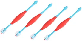 Yardwe 4Pcs Double Head Pet Toothbrushes for Dogs Cats Soft Bristles Oral Cleaning Tool Lightweight Comfortable Design for All Pets Oral Care