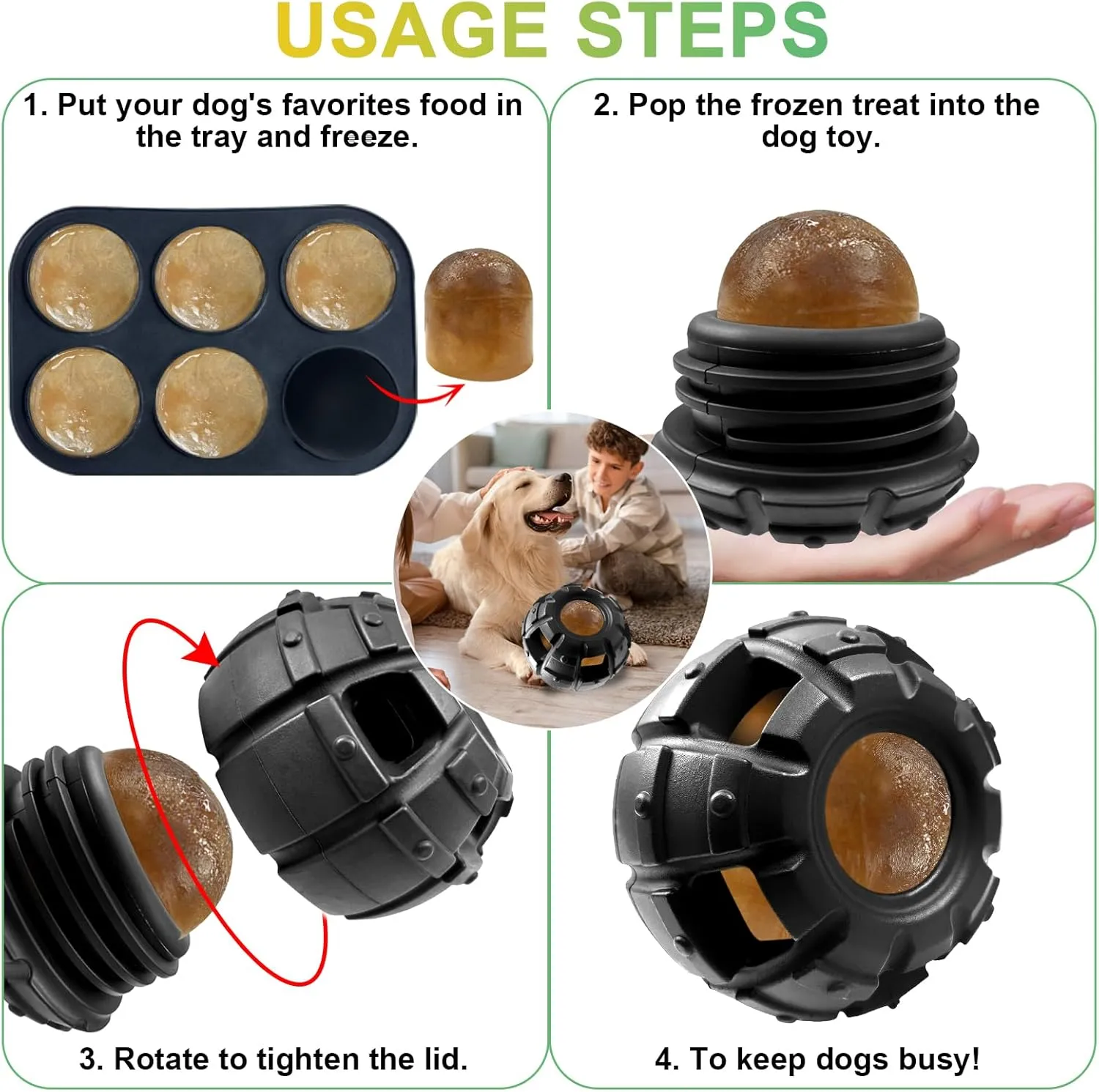 Yipetor Dog Toys, Power Chewer, Filled and Frozen Dog Food, Long-Lasting Dog Toys to Keep Dogs Distracted Busy (Large)