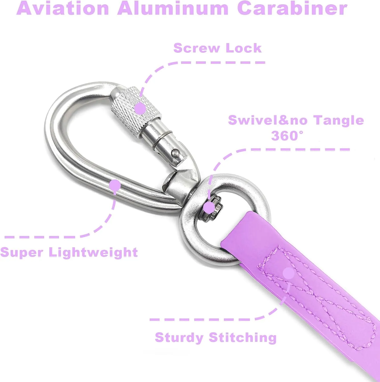 ZALER Long Dog Leash Waterproof Training Leashes 50ft 30ft 20ft 15ft 10ft 6ft, Odor Proof Recall Long Line Lead with Aviation Aluminum Carabiner Clip for Small, Medium, Large Dogs (30FT, Purple)